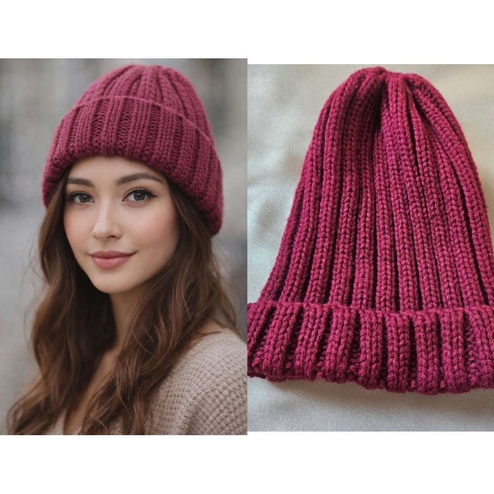 NWOT*Daiso Burgundy Knit Beanie